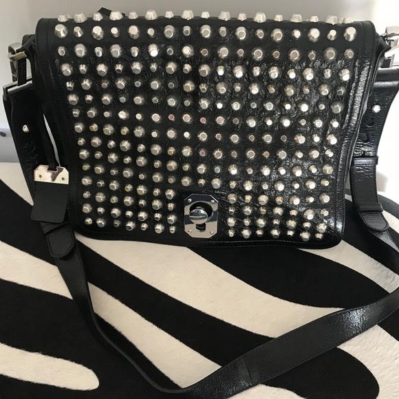 Studded Crossbody or satchel style Stuart Weitzman  black - Picture 1 of 11